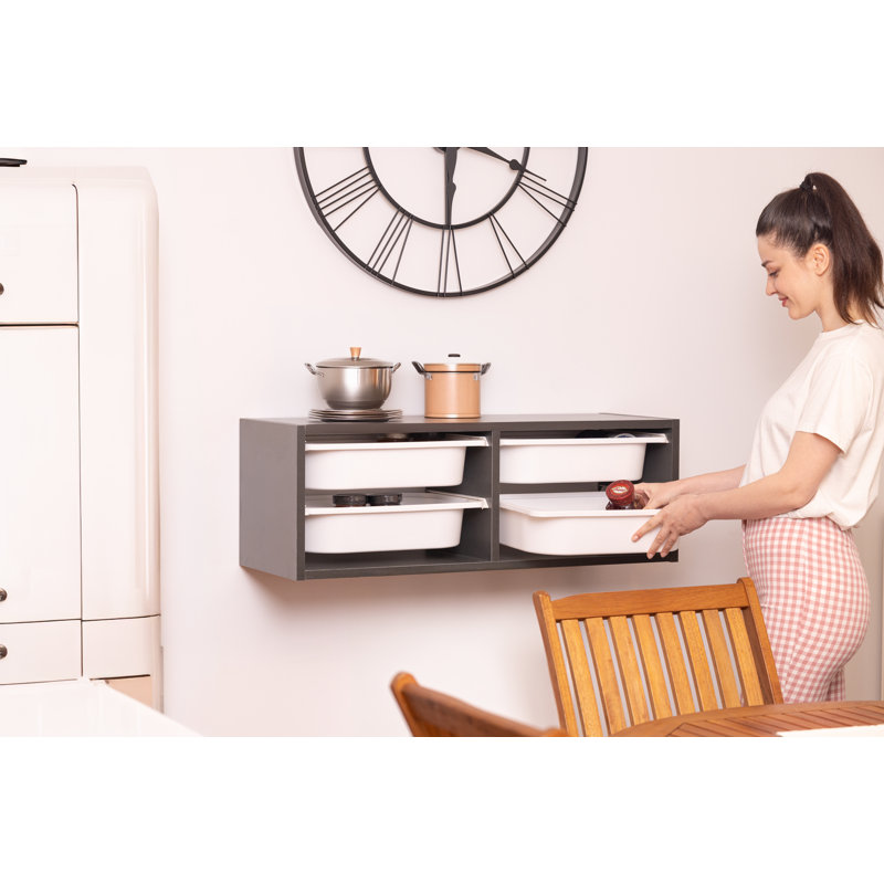 Armoire murale 2 x 2 avec bacs, Noyer