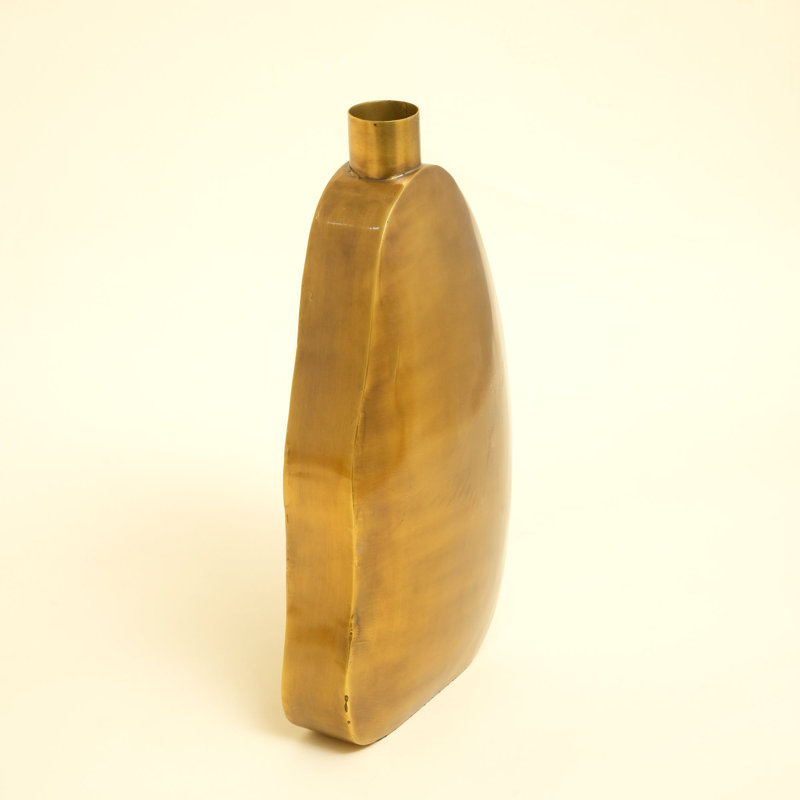 Steel Floor Vase, overall height- 33", Gold