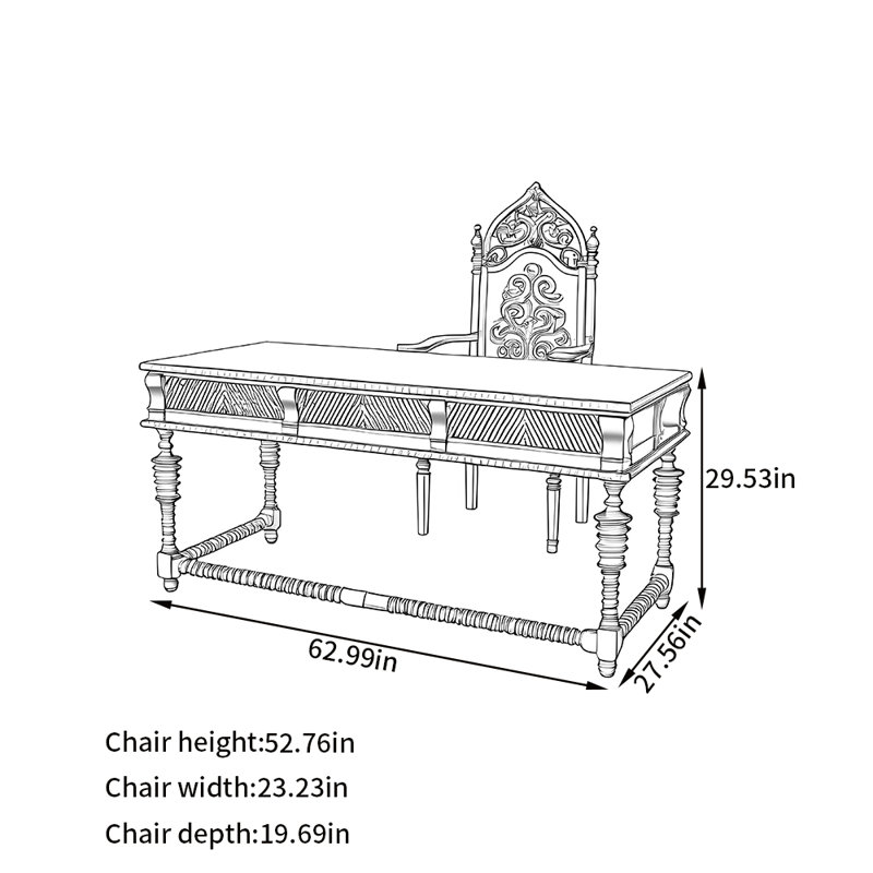 Ensemble de bureau et de chaises de style sud-est asiatique