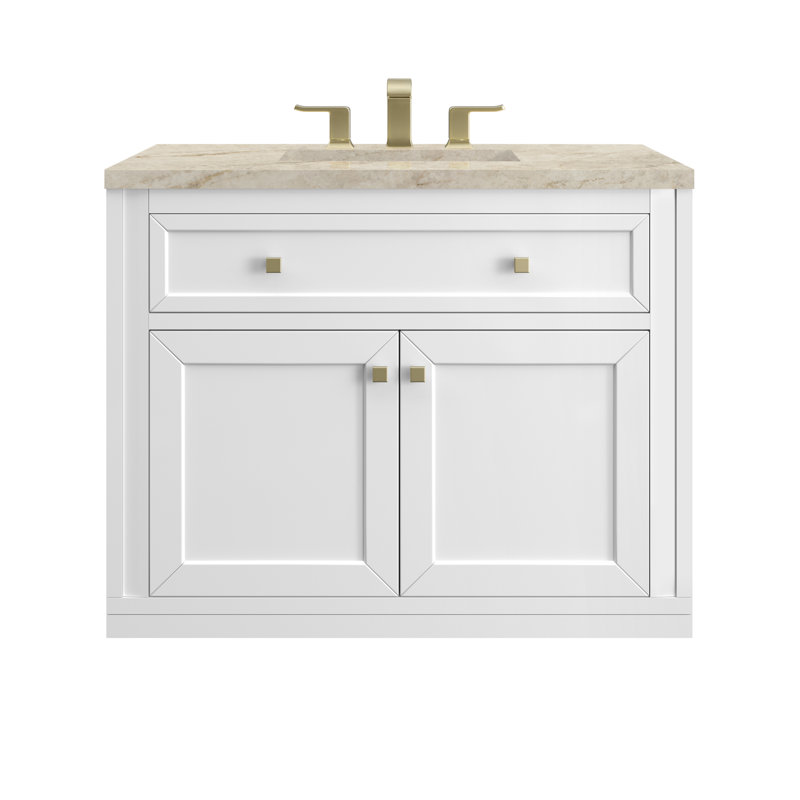 Chicago 36' W Single Vanity, Glossy White, Tajnar Eclos, 8" Widespread