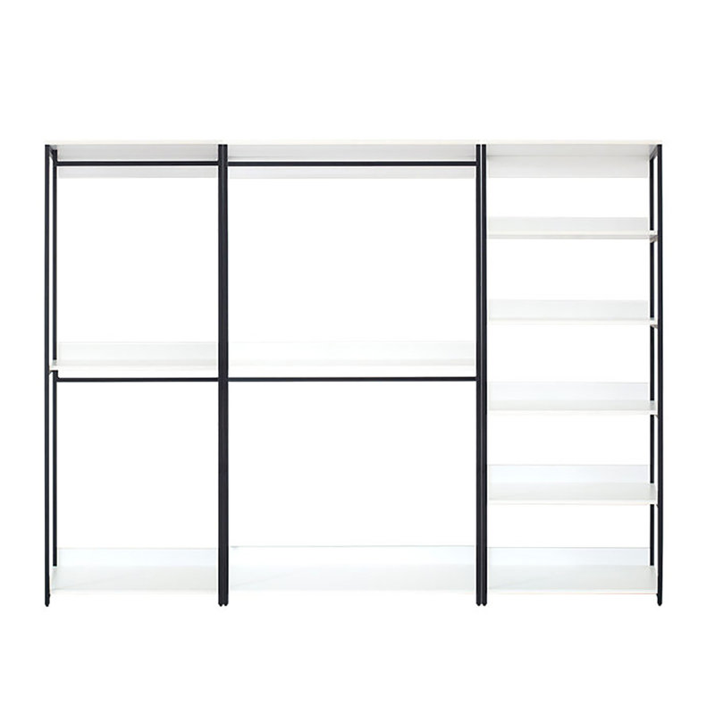 Freestanding 3 Tower System 7 -Shelf Walk In Wood Closet System With Metal Frame, White