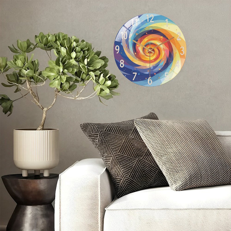 Horloge murale colorée en spirale 12 po