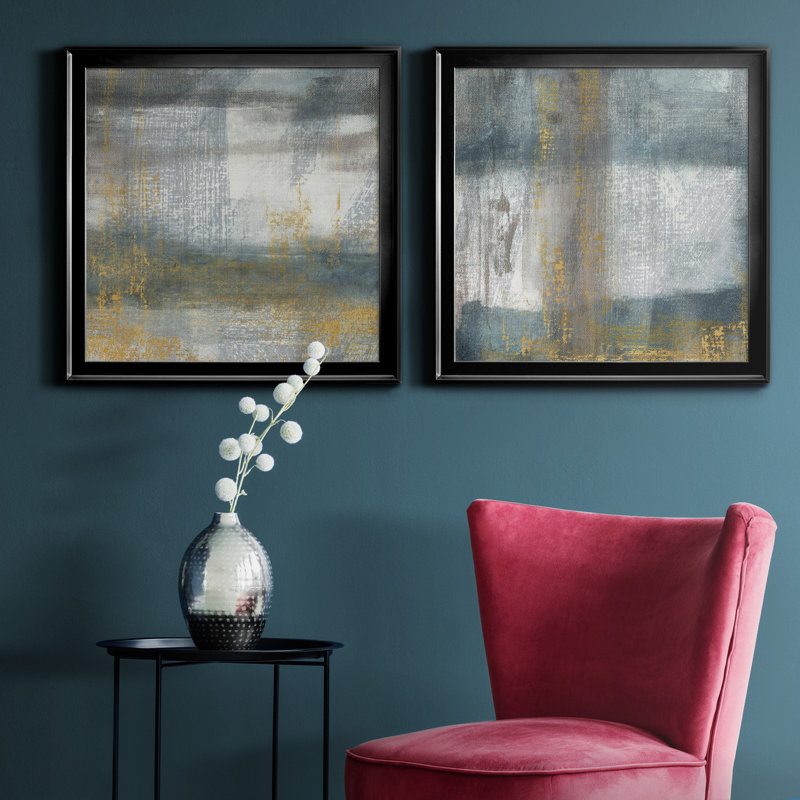 «Frost Valley Morning I», ensemble de 2 peintures sur toile encadrées, H 26,5 po x l 53 po x P 1,5 po, Noir