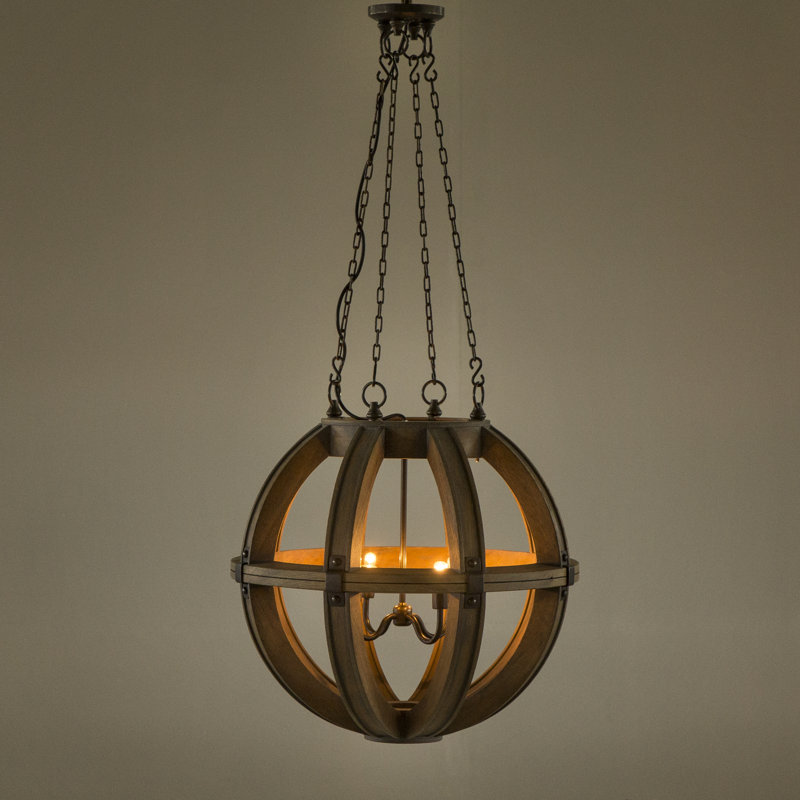 Nellcote 4 - Light Wood Globe Chandelier