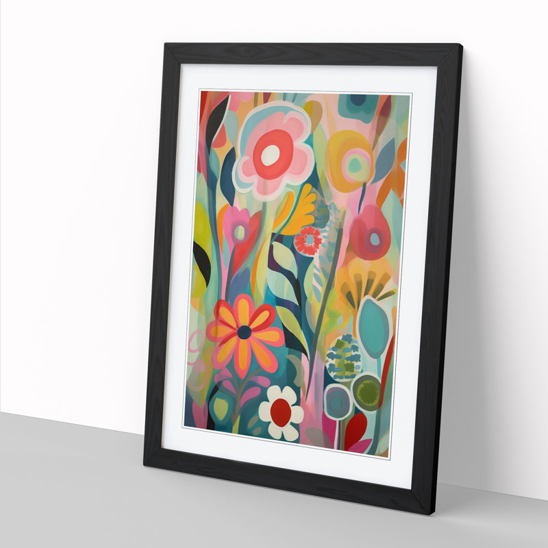 FRM-V0523-840X Flower Contemporary Vol.5 - Single Picture Frame Print, Black Framed, 64cm H x 46cm W x 2cm D