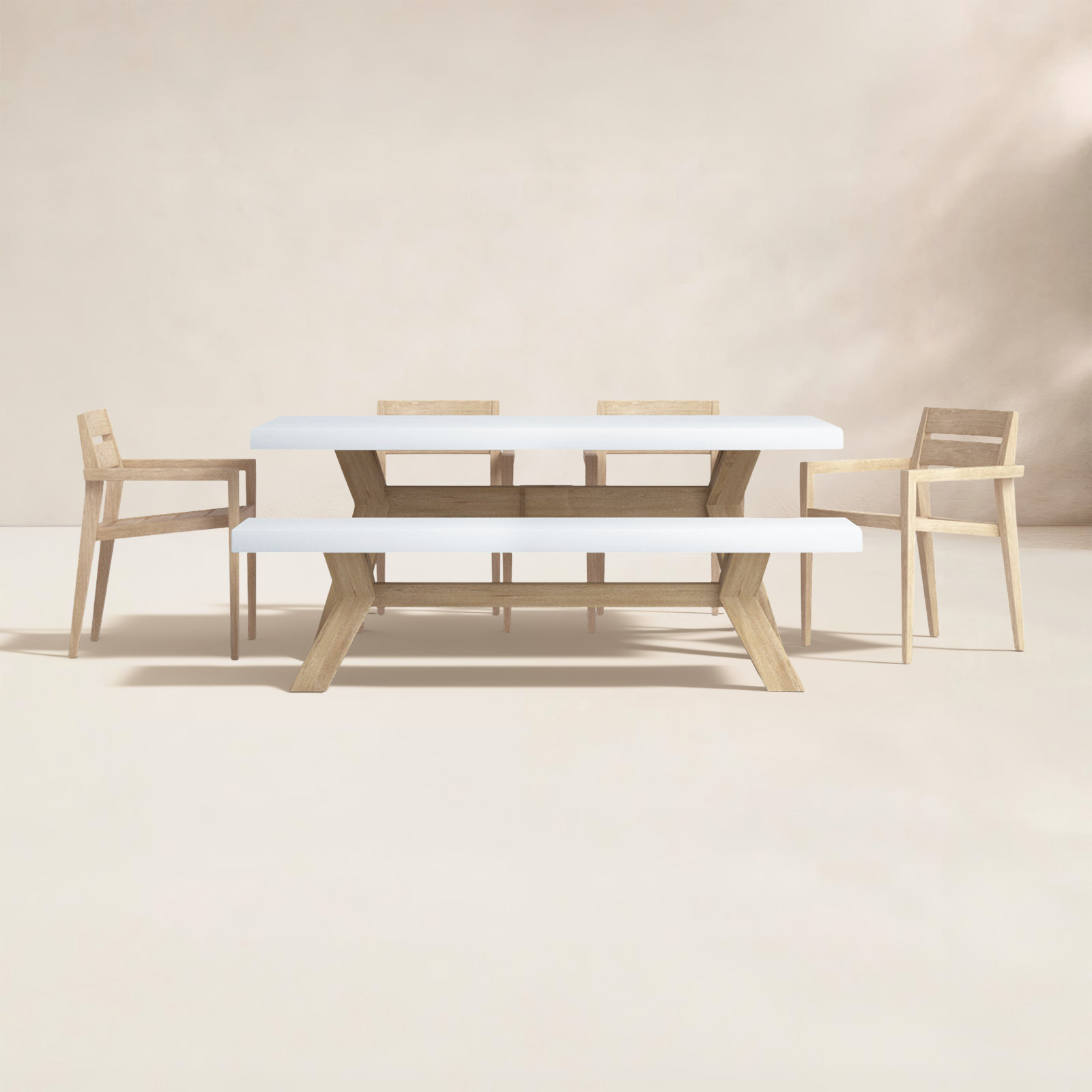 Fleur 74" Eucalyptus Patio Dining Set