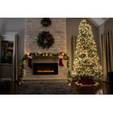 Allmeria Wall Mounted Electric Fireplace with Remote, Adjustable Flame Color, Timer, and Heat