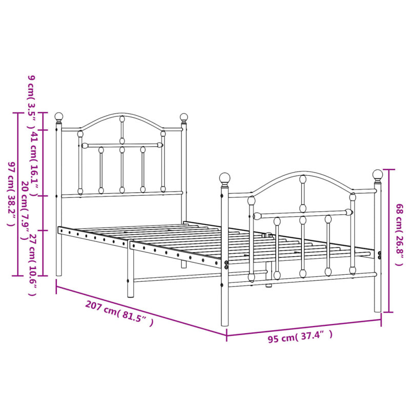 Anadolu Bed, Black, European Single (90 x 200cm)