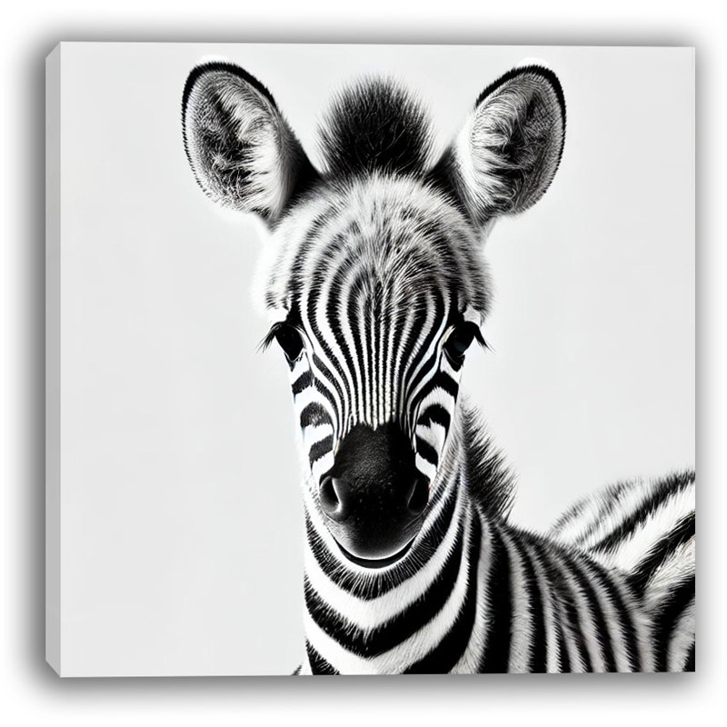 Striking Baby Zebra - Art mural sur toile tendue, H 12 po x l 12 po