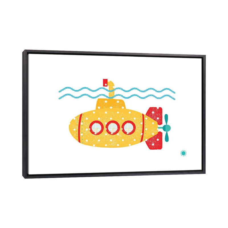 Sous-marin - imprimé, Pas de tapis, H 26 po x l 40 po x 1,5 po, Toile avec cadre noir patiné