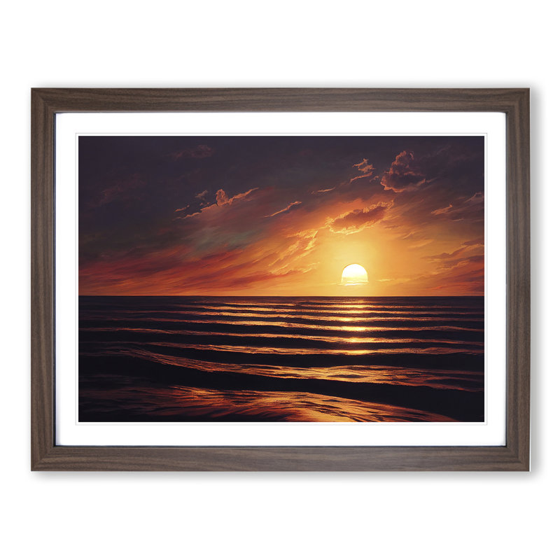XH1022-8620X Sunset Seascape Vol.2 - Single Picture Frame Print, 34cm H x 46cm W x 2cm D, Walnut Framed