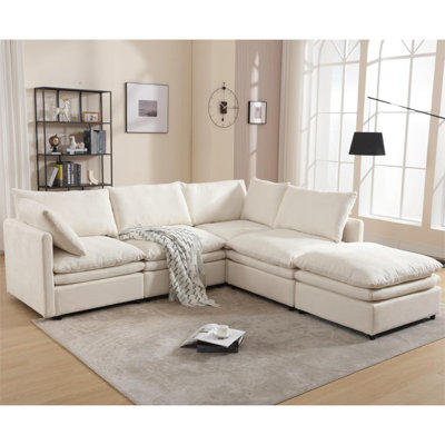 Modern Sofa U-Shaped Sectional Sofa ,5-Seat  Sofa ,Sleeper Sofa Couch With Chaise Lounge  ,Apartment,Upholstered,Polyester,New Upgrade,
