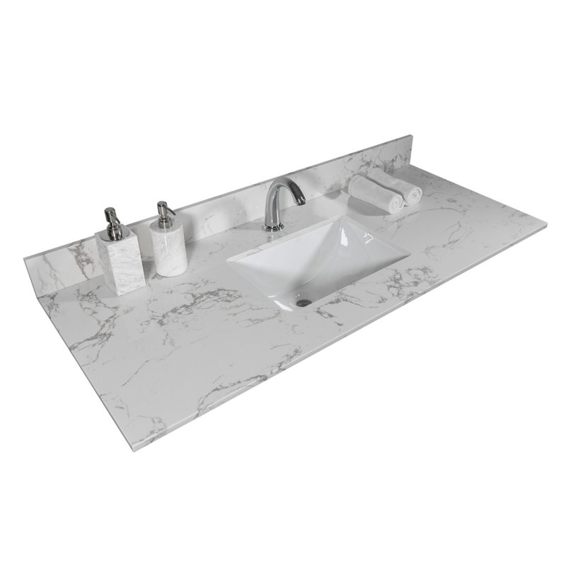 Rectangle Undermount Ceramic Sink With Single Faucet Hole