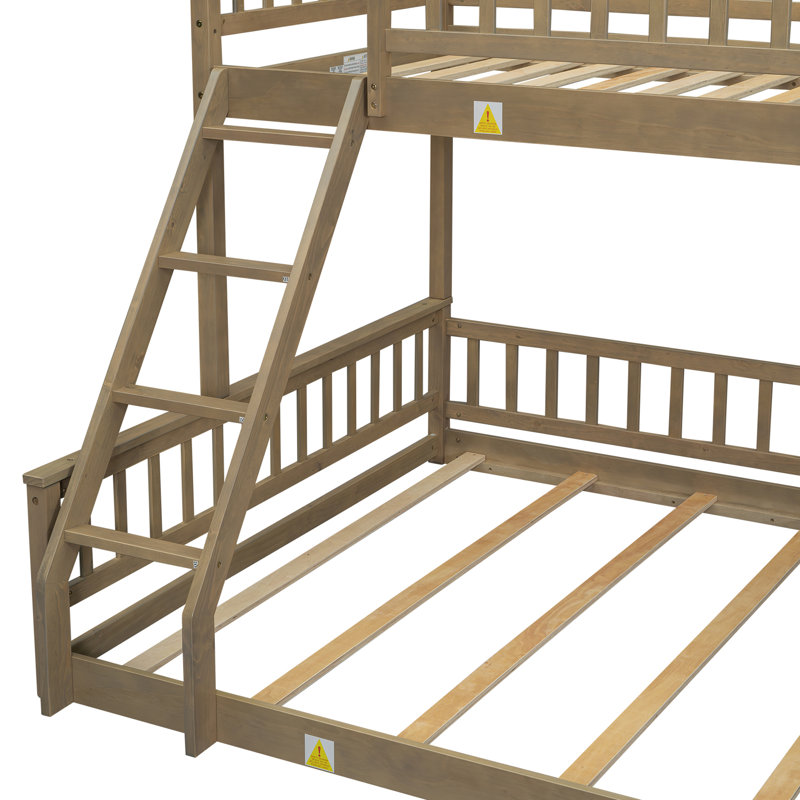 Bunk Bed With Ladder And Guardrails, Twin XL Over Queen, Yellow