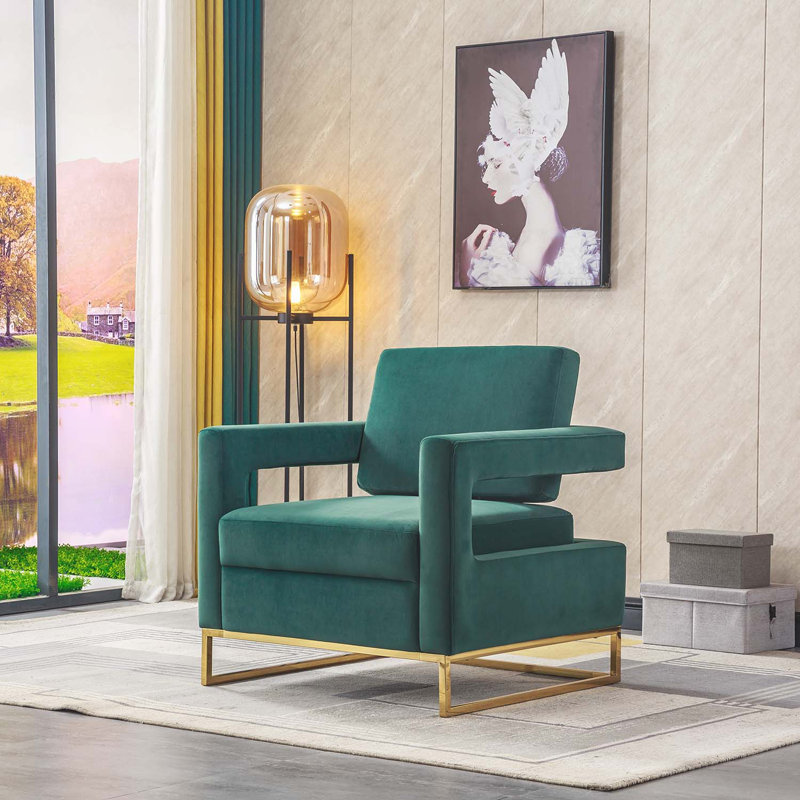 Teagann Upholstered Armchair, Green Velvet