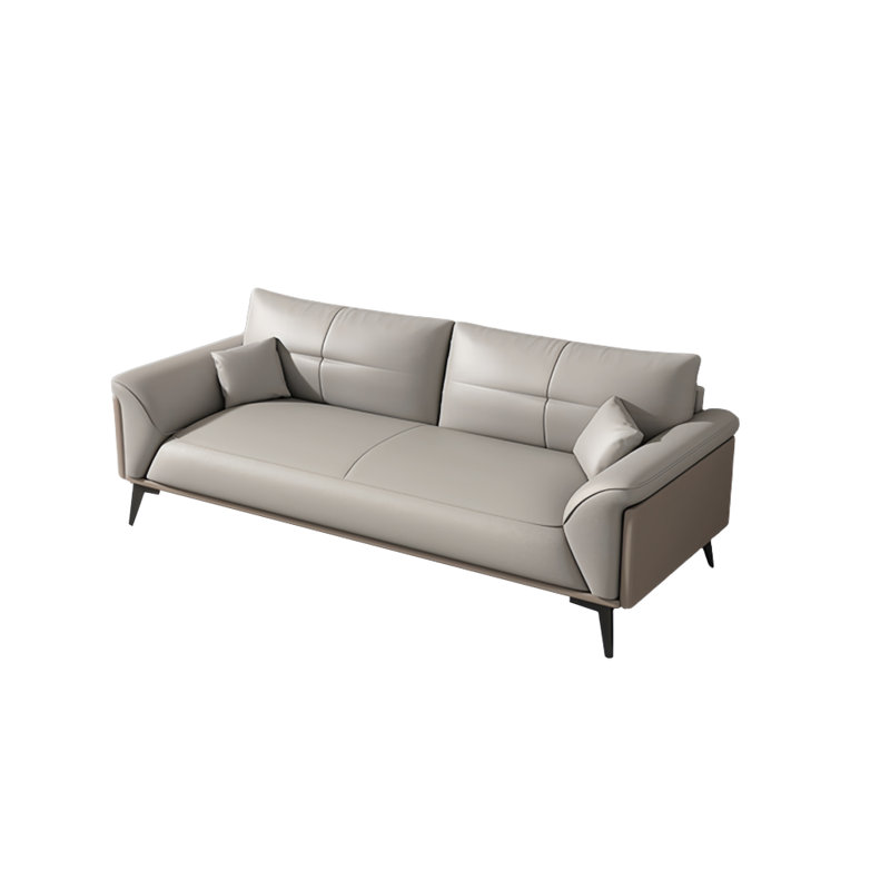 Canapé décontracté de style européen, Cuir brun / blanc cassé assorti, H 33,86 po x l 83,86 po x P 34,65 po