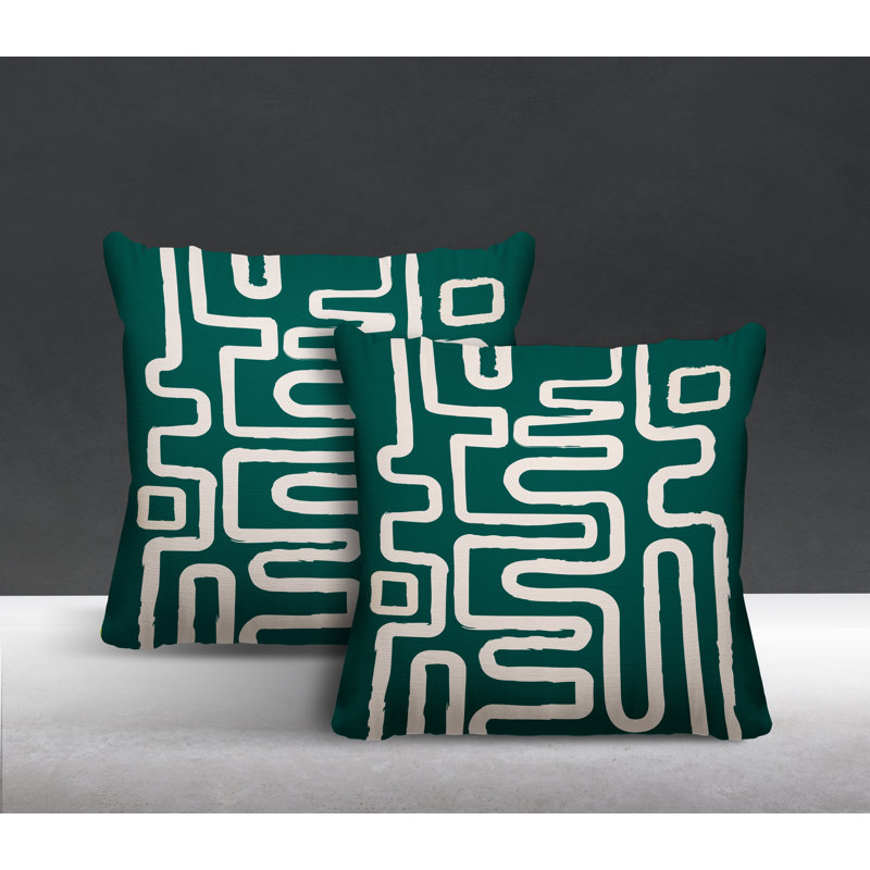 Coussin décoratif carré intérieur / extérieur Miroir, L 15 po x H 15 po, Émeraude