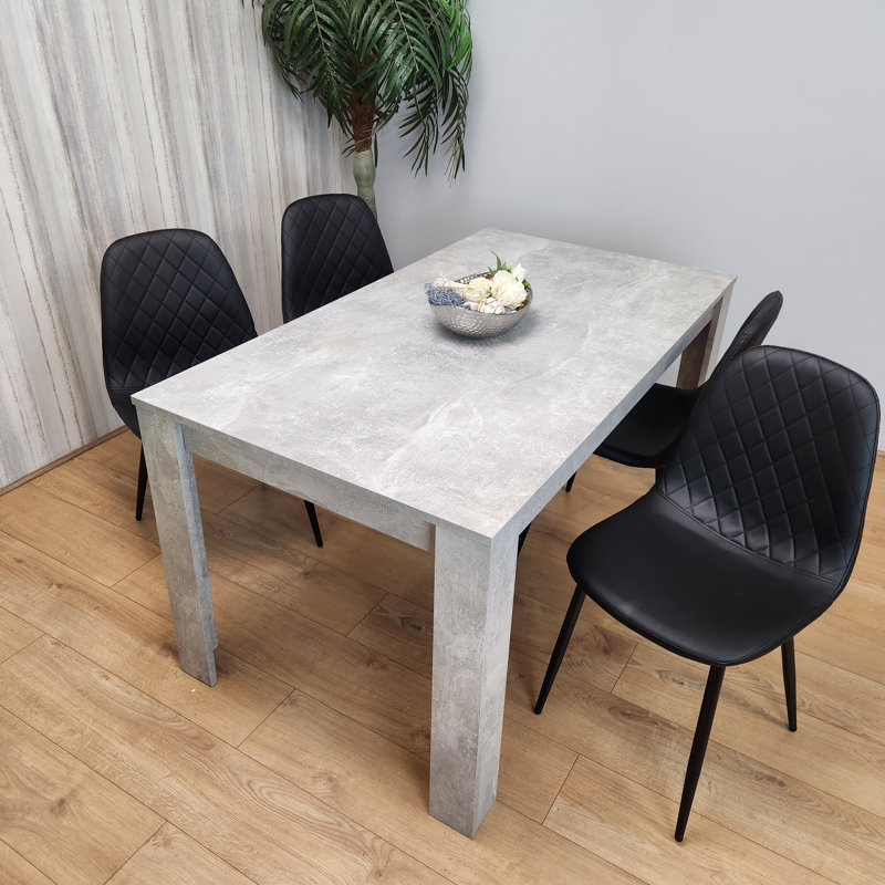 Aghaboy 4 - Person Dining Set, Black, White, 75cm H x 117cm W x 77cm D