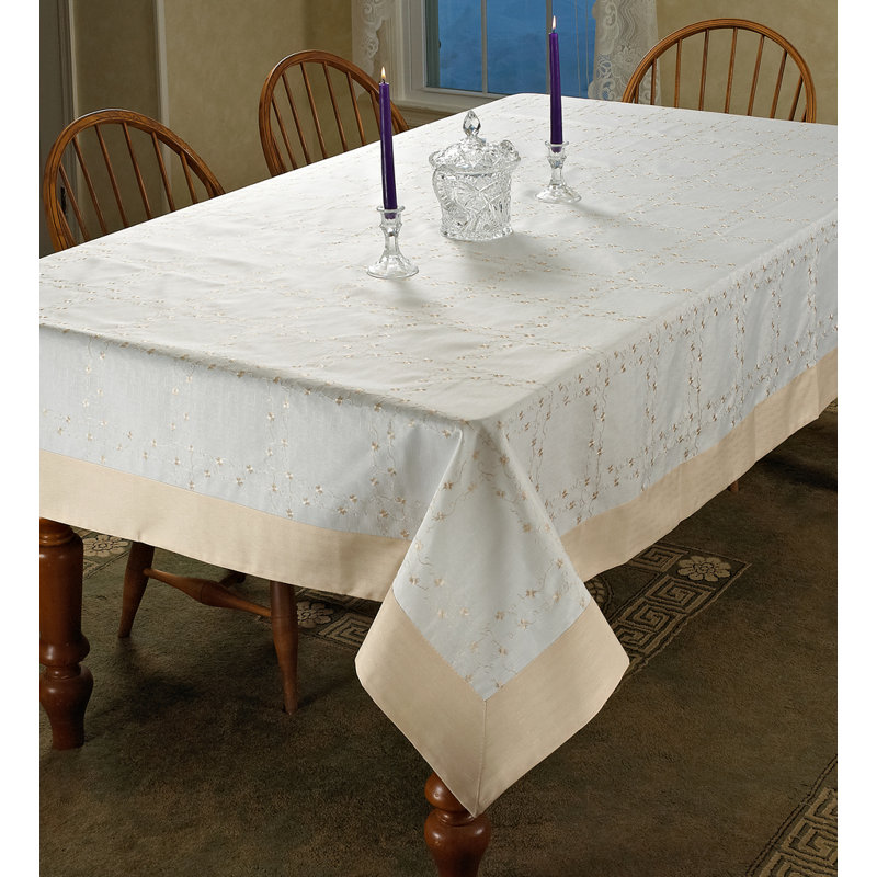 Embroidered Tablecloth, White, 52" L x 52" W