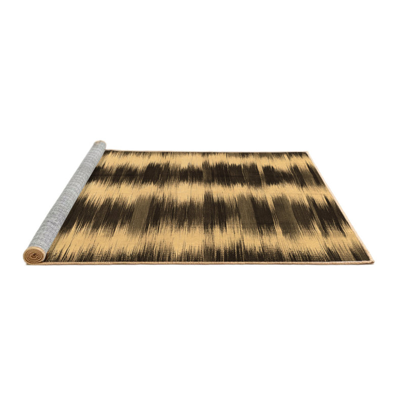 Tapis contemporains brun lavable à la machine 2775, Rond 3 pi