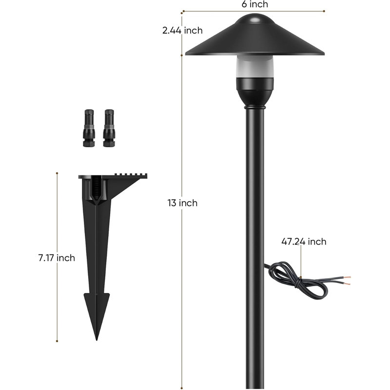 Low Voltage Pathway Lights with G4 3W 3000K Bulbs 6-Pack, Black Aluminum