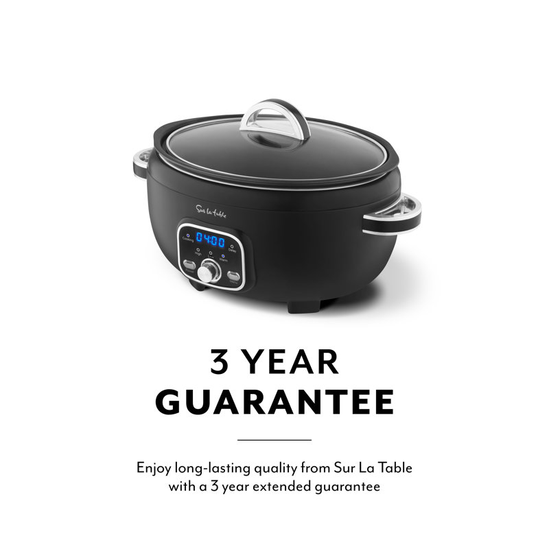 Sur La Table SLT16010BLK Core 3.5 Litre Digital Slow Cooker for Stews and Casseroles, Digital LED Screen, 3 Temperature Functions, Removable Aluminium Pot, Energy Saving, 200W, Black