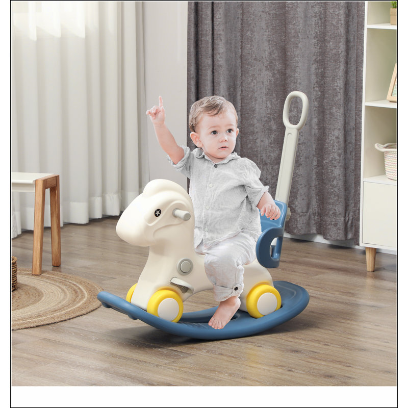 Cheval à bascule 4 en 1 pour tout-petits de 2 à 5 ans Qaba, tour de bébé à cheval avec poignée amovible et planche d'équilibre, cadeau d'anniversaire pour enfants à cheval pour garçons et filles