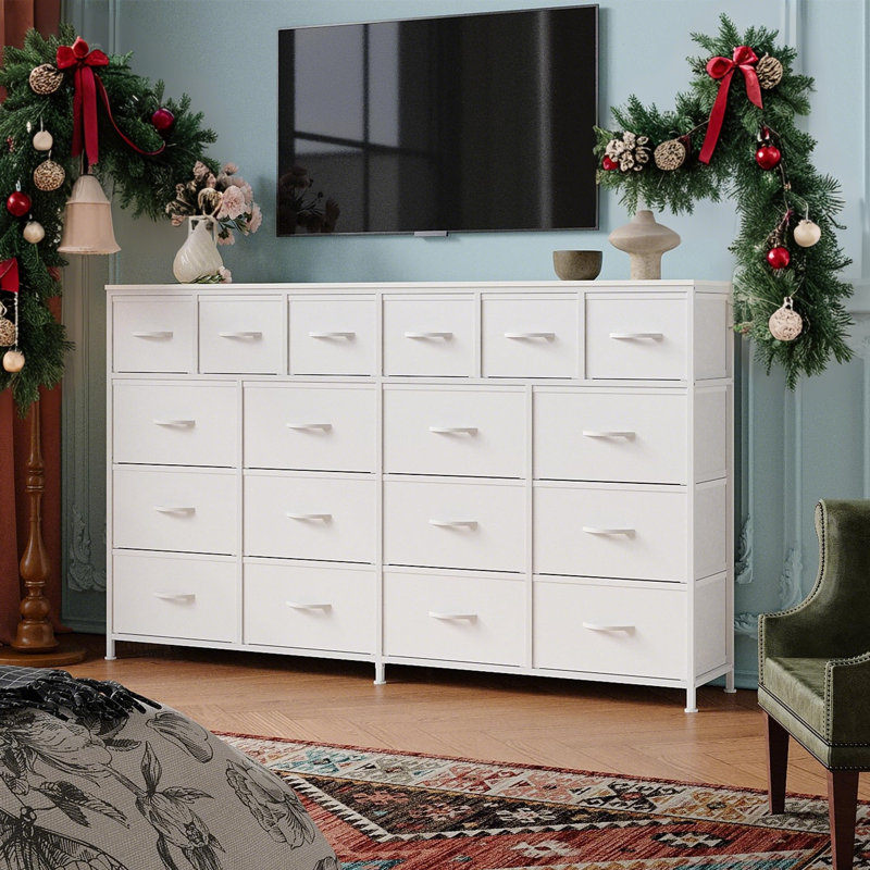 160 cm W Chest of 18 Drawers, White