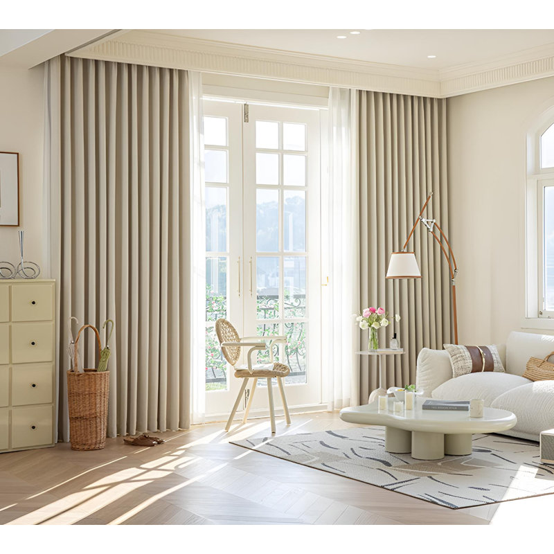 Chenille Room Darkening Curtain Pair, 98.43" W x 106.3" L