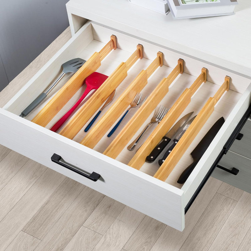 6-Pack Adjustable Bamboo Drawer Dividers