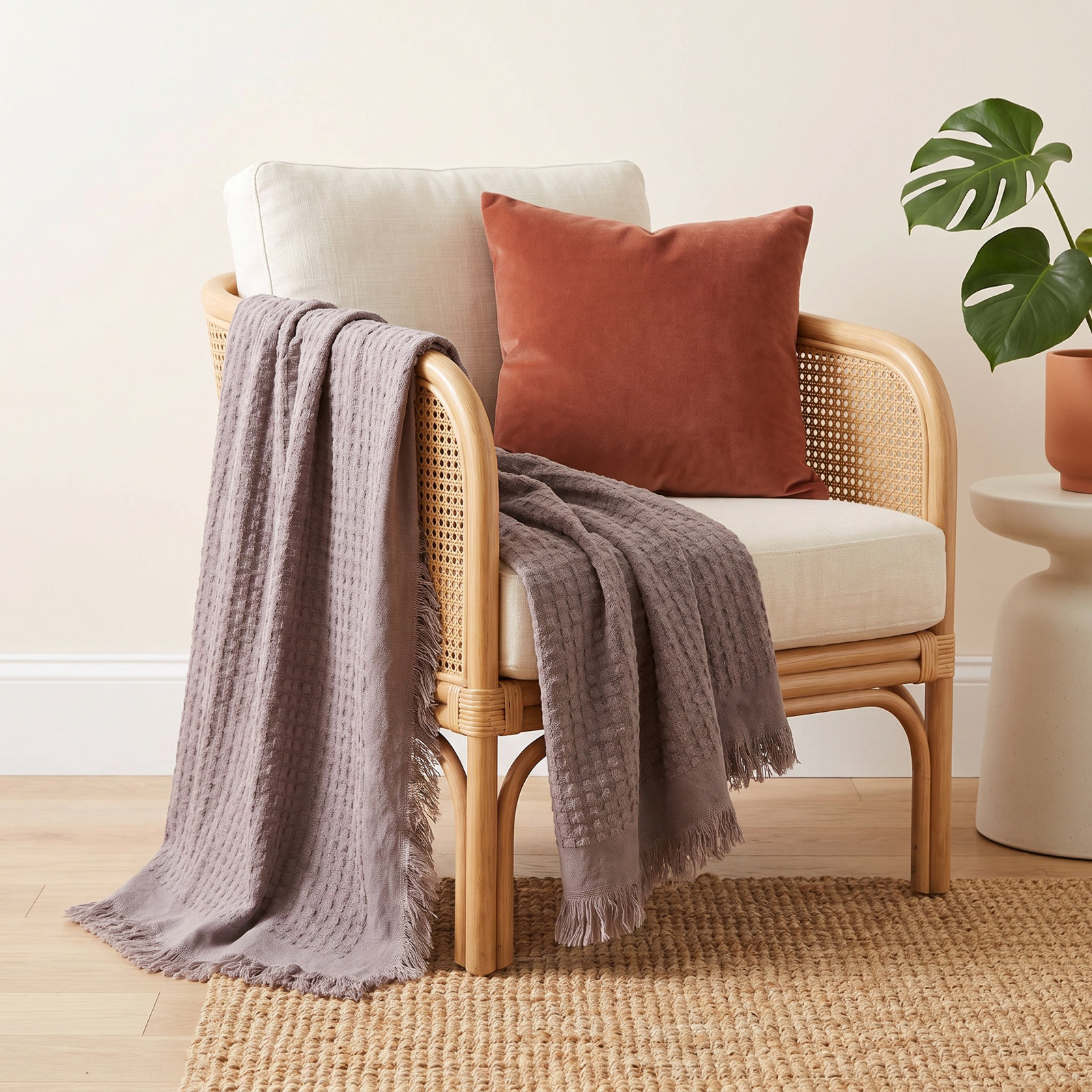 Sevan Collection Hand Woven Throw Blanket, Slate