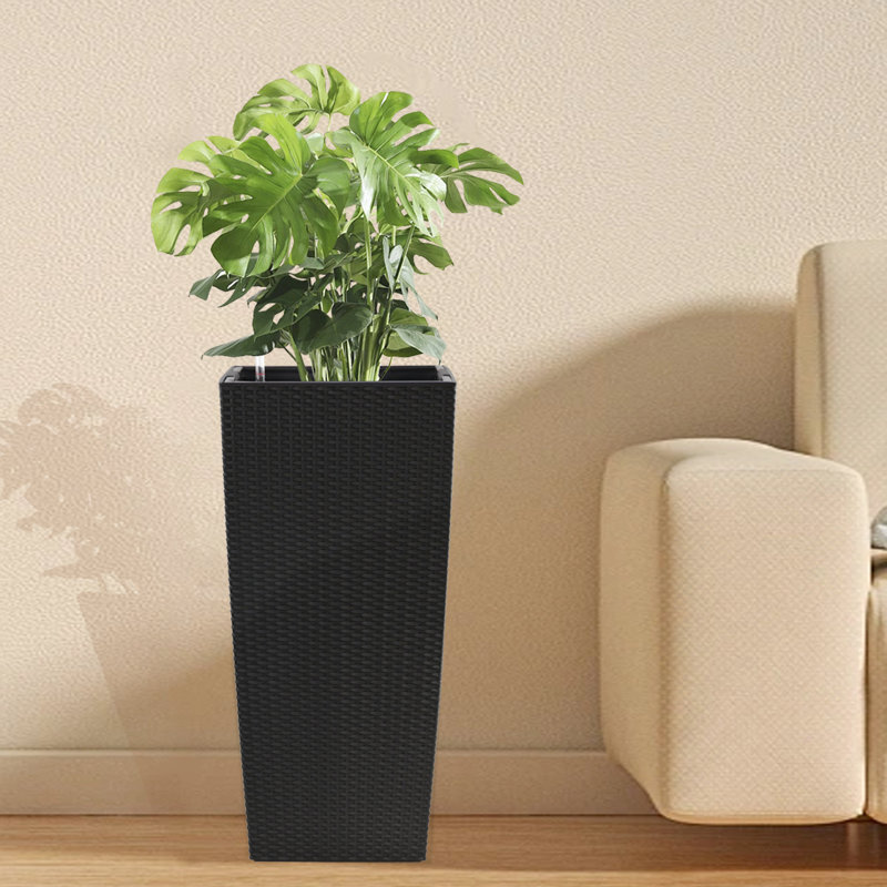 Jardinière noire de 30 pouces avec arrosage automatique pour Home Grandeur Modern Square Auto Intuitive