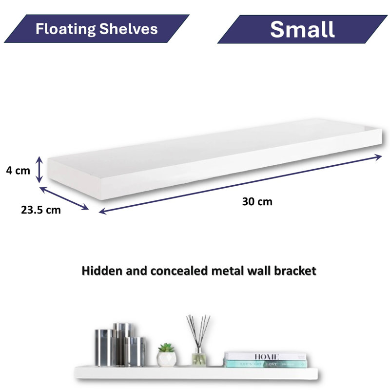 Rekayla Wood Floating Shelf, 4cm H x 30cm W x 23.5cm D