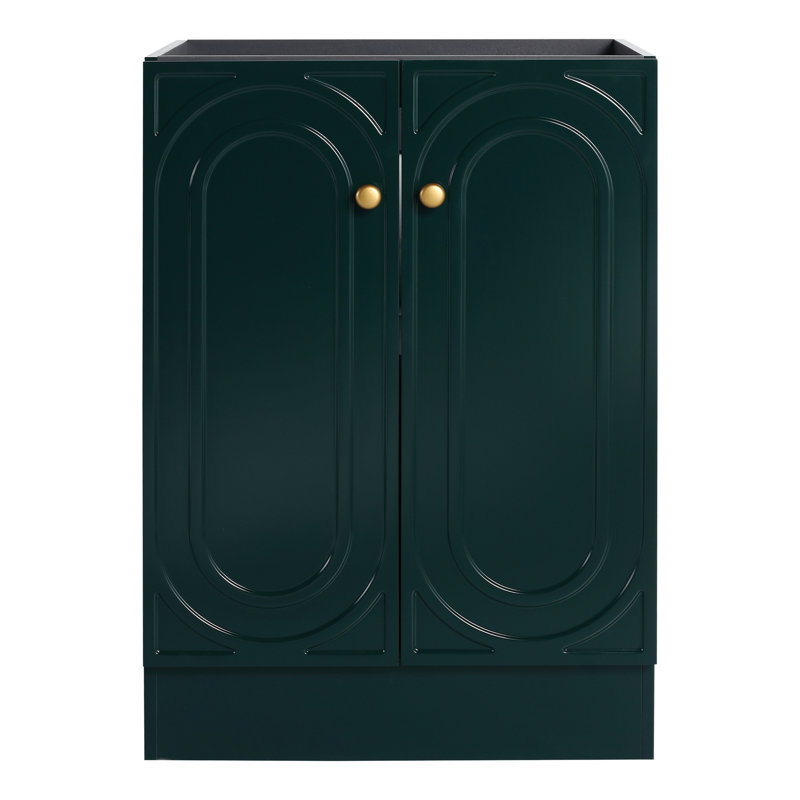 Armoire de salle de bain moderne 24 po foncé - à fermeture en douceur, microbienne autoportante, moderne, à fermeture en douceur