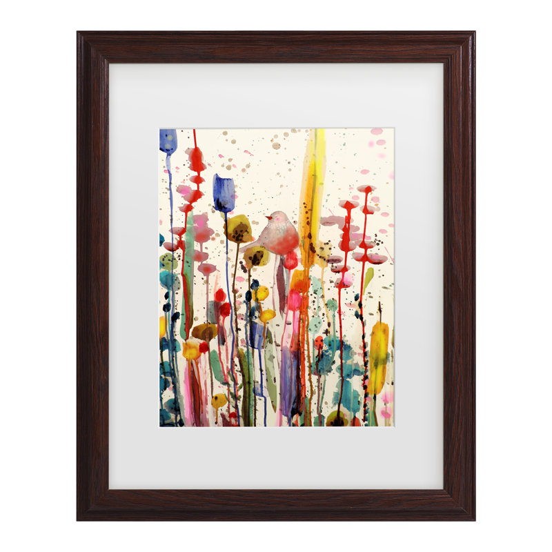 Sylvie Demers Abstract Bird Print on Canvas with White Mat