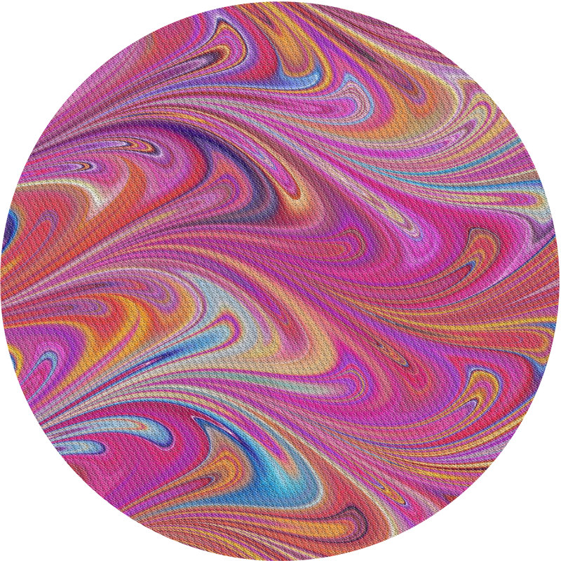 Abstrait rose Tapis décoratif, Rond 8 pi