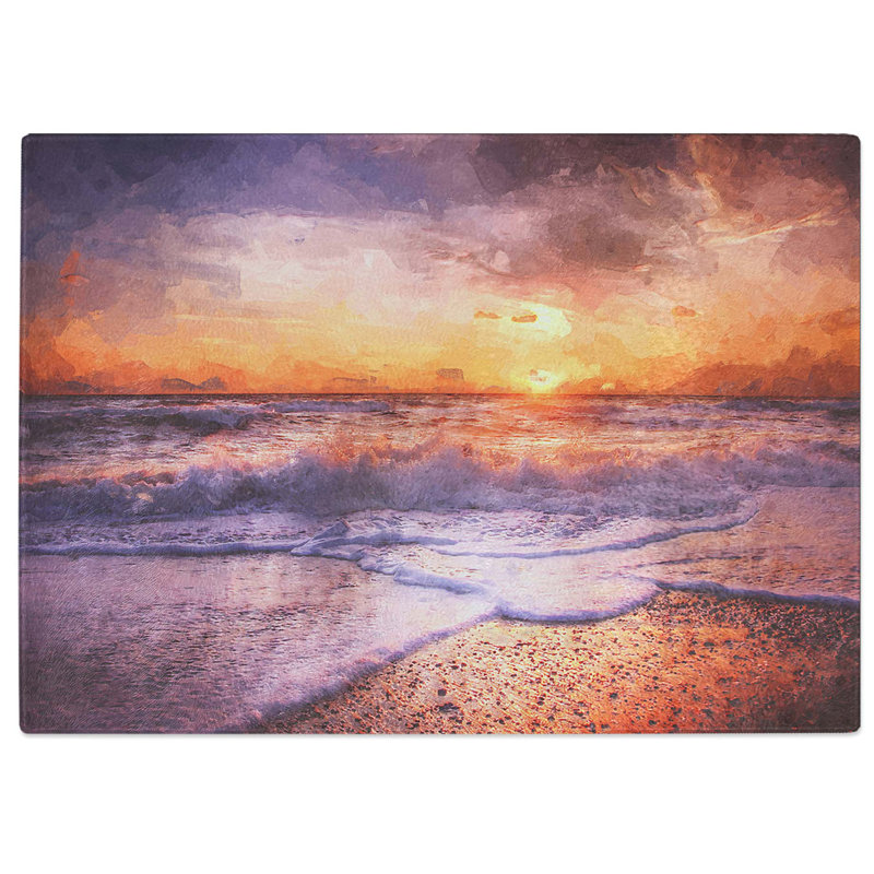 Tempered Glass Sunset upon the Beach in Denmark Chopping Board, 39 cm W x 28.5 cm L