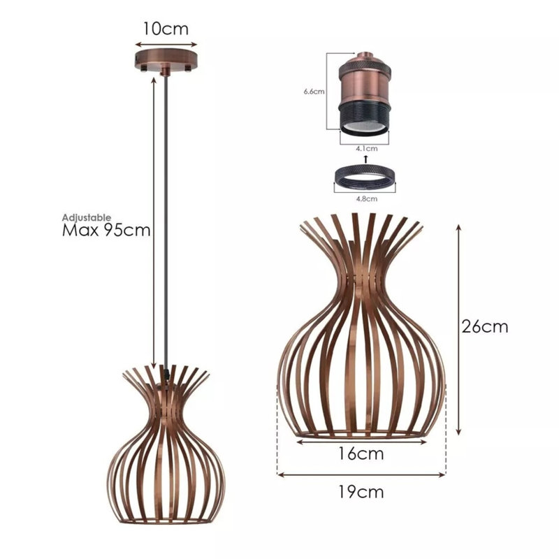 Deleesa 1 - Light Caged Pendant, No, Copper