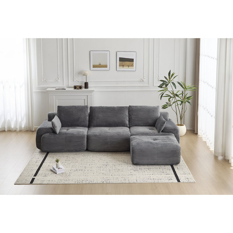 Canapé moderne en mousse à mémoire de forme compressée, grands canapés modulaires pour divers espaces de vie, canapé modulaire Cloud pour animaux de compagnie, tissu en velours côtelé, causeuse très profonde, aucun assemblage requis