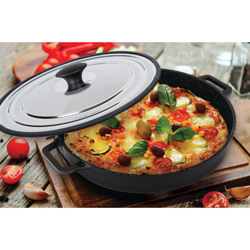 Non-Stick Aluminum Grill Pan / Griddle Set, Black
