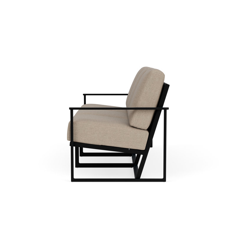 Summit Outdoor 3 - Seat Patio Sofa, White, Demo Oatmeal, Ebony