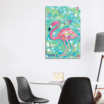 Summer Flamingo 1 Piece Wrapped Canvas Painting