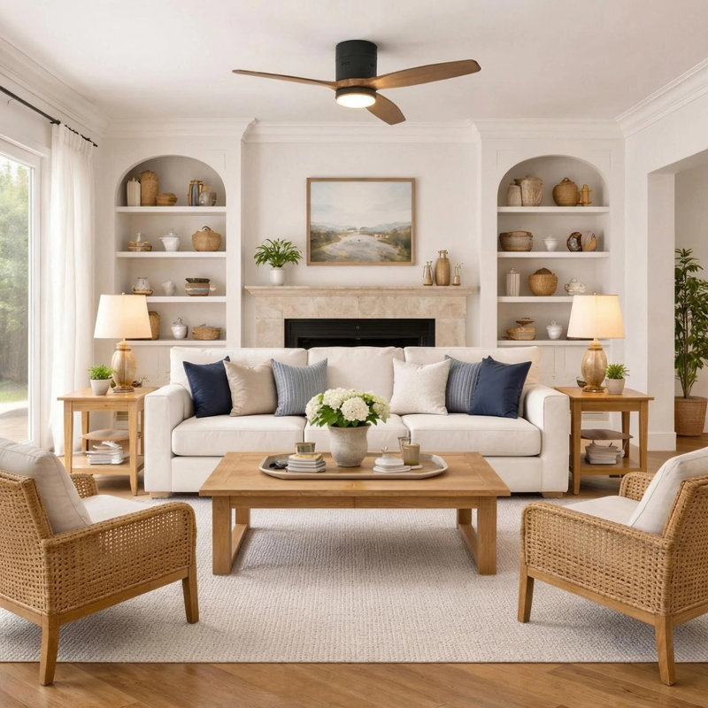 AuraVista 52" Modern 3-Blade Ceiling Fan with Light Kit & Remote Control – Flush Mount for Sleek, Space-Saving Design