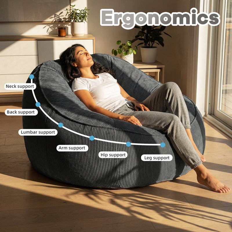 Beanbag Sofa, Pear-Shaped, Grey