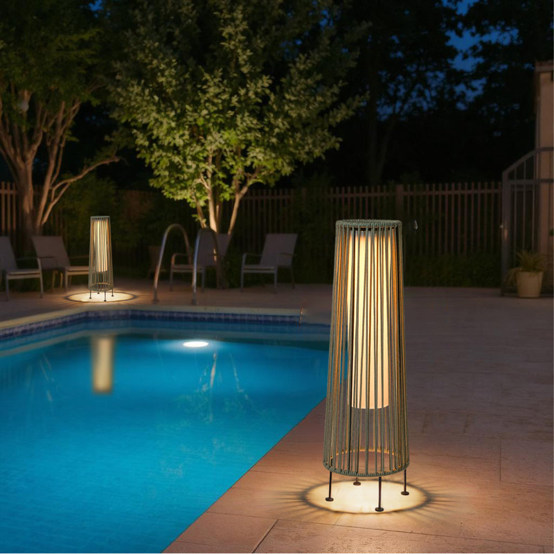 JHY DESIGN Outdoor Floor Solar Light 2-Pack, Gray