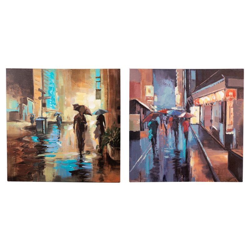 Boulevard Set 2 Canvas 40% Hand Painted 60X3X60 Cm - 2 Piece Wrapped Canvas Print Set
