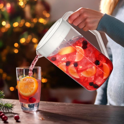 Kitchen Party 2 Quart Plastic Pitcher 2 Pack Unbreakable Water Pitcher With Lid BPA Free Heat Resistant Dishwasher Safe Great For Both Iced And Hot Drinks Indoors And Outdoors