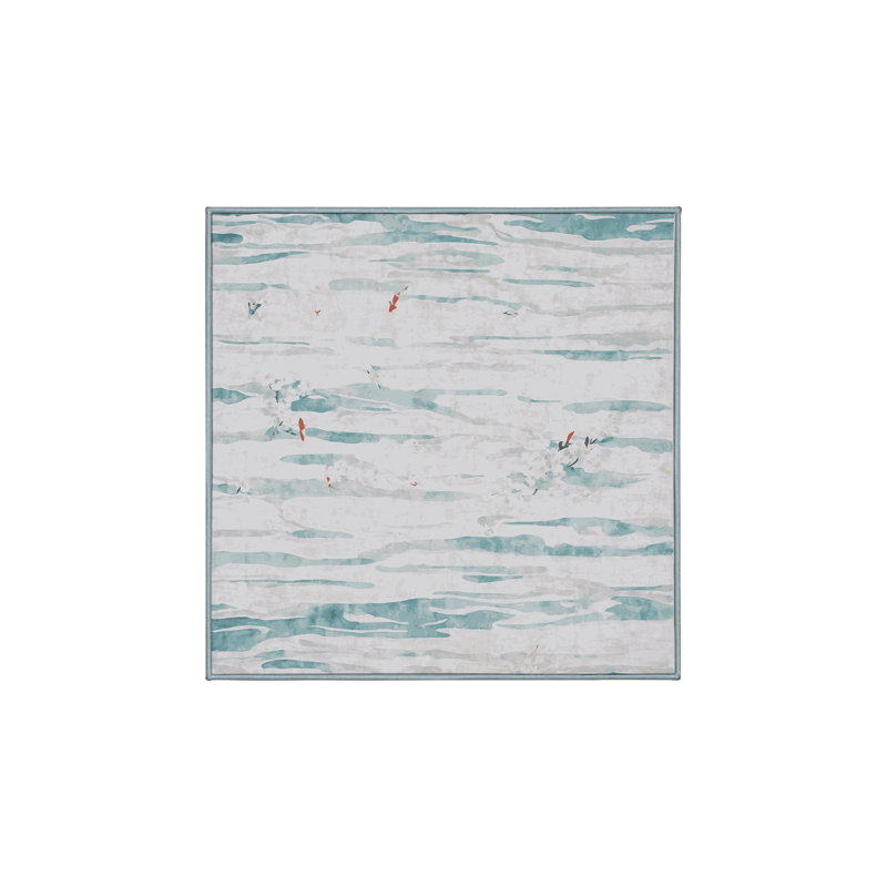 Machine Washable Blue Area Rug, Square 3'