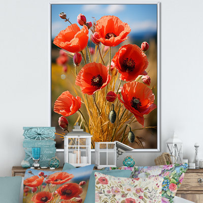 Red Vibrant Poppy Meadow Cascade - Poppies Wall Art
