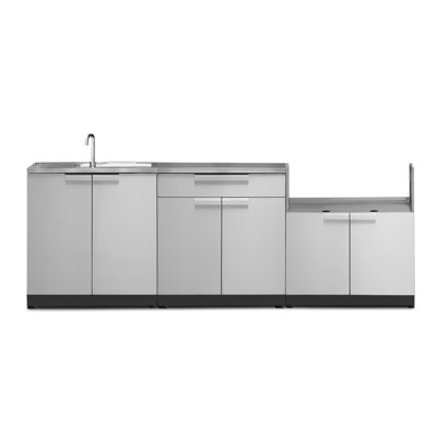 Ensemble de 3 armoires modulaires en acier inoxydable pour l'extérieur l 97 po x P 23 po x H 44,3 po